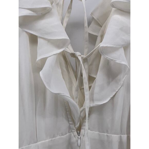 SAINTS + SECRETS Women's White Ruffle Surplice Tie-Waist A-line Mini Dress SZ S - Picture 5 of 11
